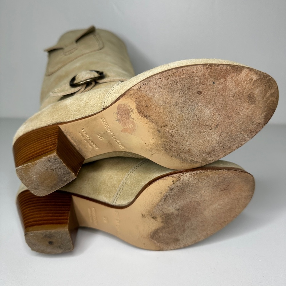 See by Chloe Western‎ Suede Tan Calf Heeled boots with Pocket sz 36 - Picture 5 of 10